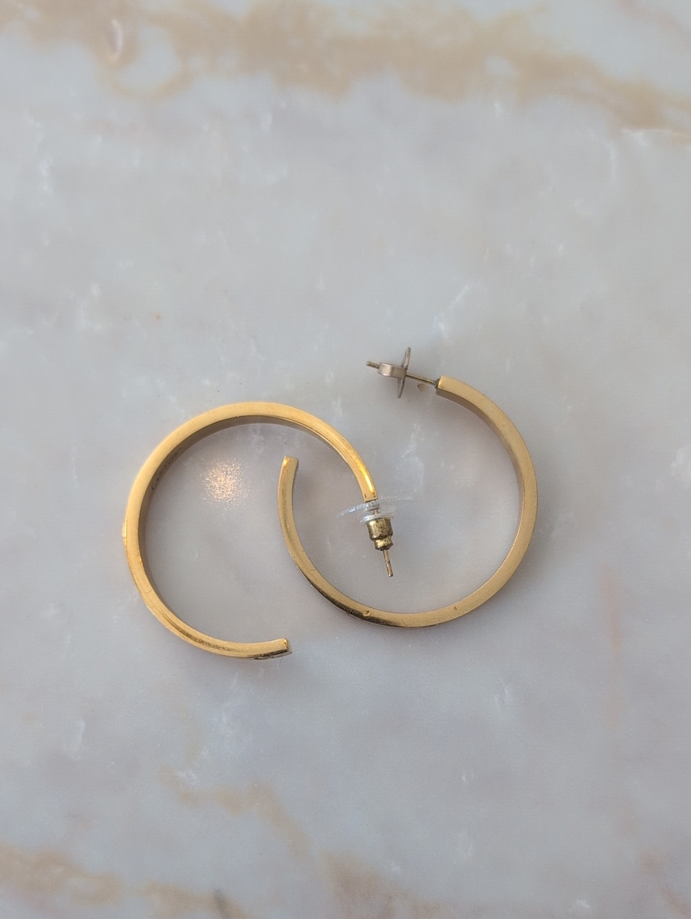 Stainless Steel Gold Hoop Earrings - Classic Open Circle Design